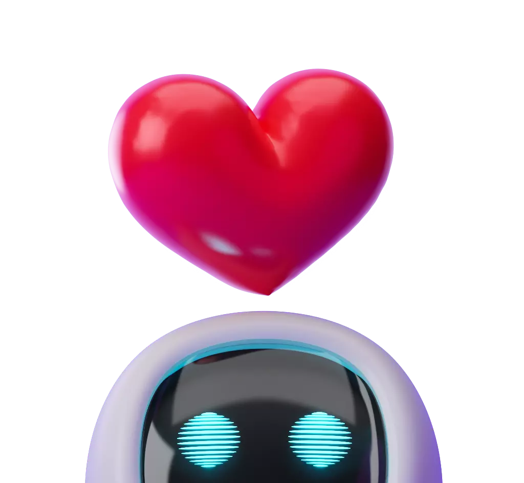 robot head in love